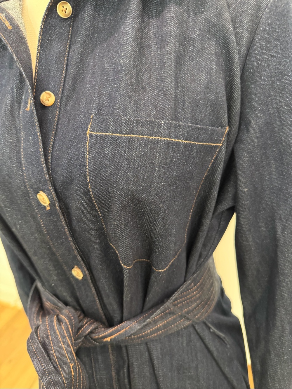👖 Tuckernuck Dark Denim Maxi Dress - Medium 👖 Button Front & Tie Waist - Picture 8 of 16